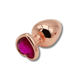 Anal Collection Large Metal Butt Plug with Heart Jewel - Pink/Red