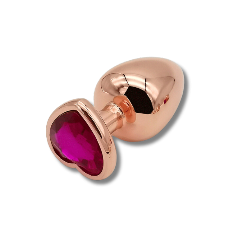 Anal Collection Large Metal Butt Plug with Heart Jewel - Pink/Red by Sexopolis