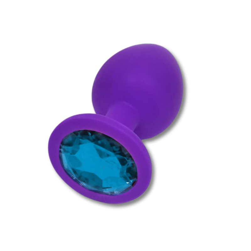 Anal Collection Silicone Large Butt Plug with Round Jewel - Purple/Light Blue by Sexopolis