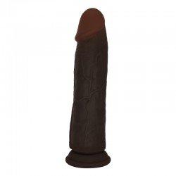 Luis 23 cm Double Layer Silicone Ultra Realistic Dildo with Suction Cup - Black