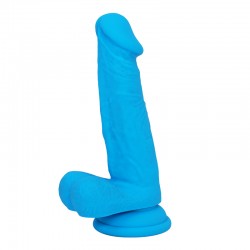 Paul 17 cm Double Layer Silicone Ultra Realistic Dildo with Balls & Suction Cup - Blue