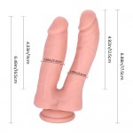 Akhom 17,5 cm Double Realistic Silicone Dildo with Suction Cup - Black by Sexopolis