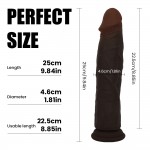 Akila 25 cm Double Layer Silicone Ultra Realistic Dildo with Suction Cup - Black by Sexopolis