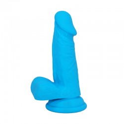 Phillipe 14,5 cm Double Layer Silicone Ultra Realistic Dildo with Balls & Suction Cup - Blue