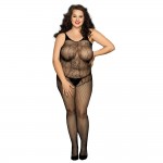 Plus Size Ανοιχτό Ολόσωμο Καλσόν Shiny Plus Size Crotchless Bodystocking - Μαύρο by Sexopolis