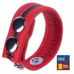 Adjustable Leather Cock Ring with 2 Snaps - Red by Sexopolis