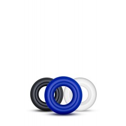Stay Hard Beaded Cock Ring Set - Black/Transparent/Blue | Cock Rings