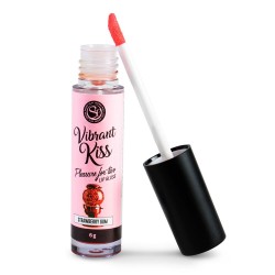 Διεγερτικό Lip Gloss με Γεύση Τσίχλα Φράουλα Vibrant Kiss Strawberry Gum Flavored Stimulating Lip Gloss