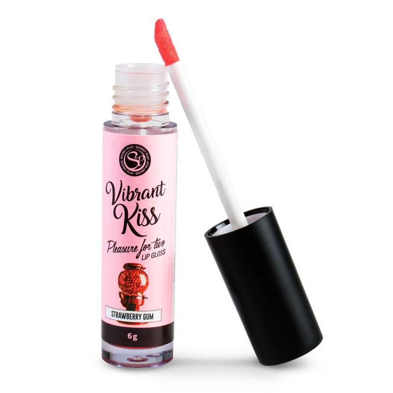 Διεγερτικό Lip Gloss με Γεύση Τσίχλα Φράουλα Vibrant Kiss Strawberry Gum Flavored Stimulating Lip Gloss by Sexopolis