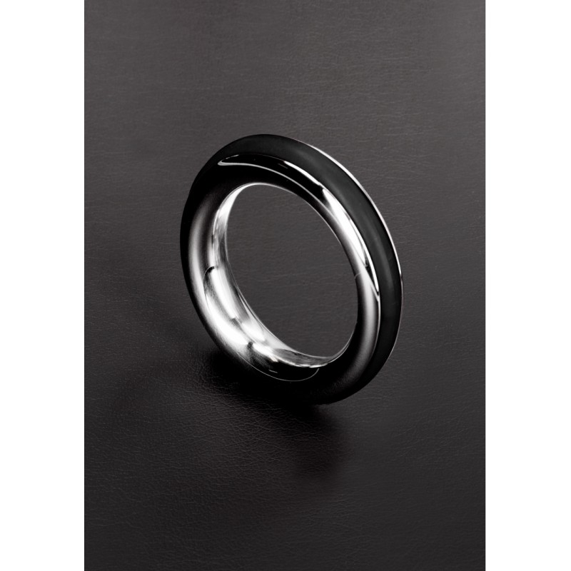 Μεταλλικό Δαχτυλίδι με Μαύρη Ρίγα Metal Cazzo Cock Ring with Black Stripe 40mm - Μαύρο by Sexopolis