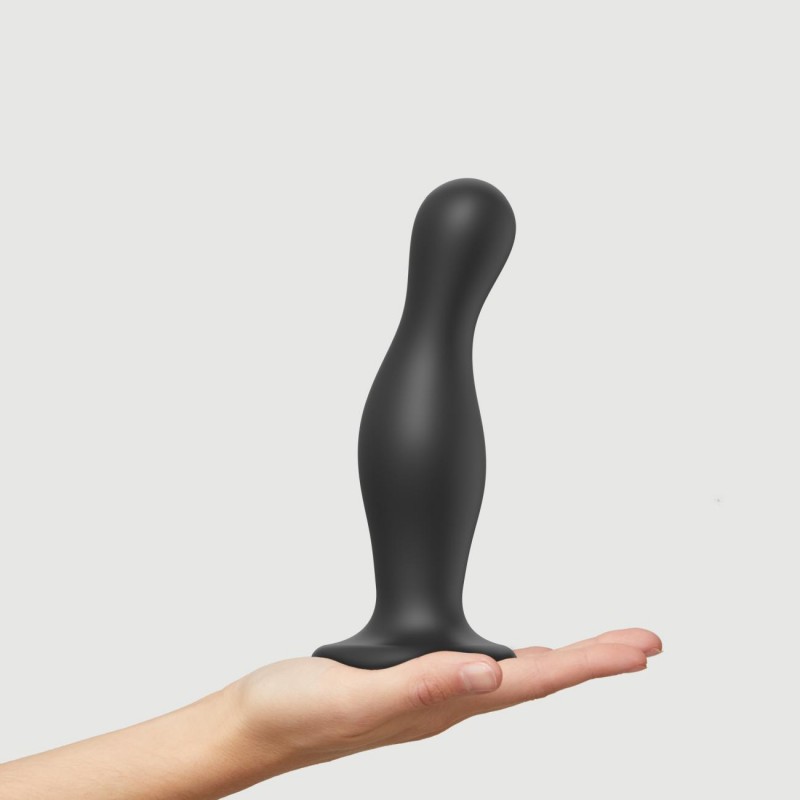 Premium Κυρτό Dildo Σιλικόνης με Βεντούζα Curvy Plug XL Silicone Premium Dildo with Suction Cup - Μαύρο by Sexopolis