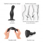 Premium Κυρτό Dildo Σιλικόνης με Βεντούζα Curvy Plug XL Silicone Premium Dildo with Suction Cup - Μαύρο by Sexopolis