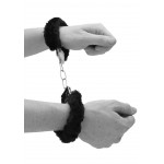 Μεταλλικές Χειροπέδες με Μαύρη Γούνα Black & White Beginners Furry Hand Cuffs - Μαύρες by Sexopolis