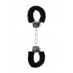 Μεταλλικές Χειροπέδες με Μαύρη Γούνα Black & White Beginners Furry Hand Cuffs - Μαύρες by Sexopolis