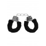 Μεταλλικές Χειροπέδες με Μαύρη Γούνα Black & White Beginners Furry Hand Cuffs - Μαύρες by Sexopolis