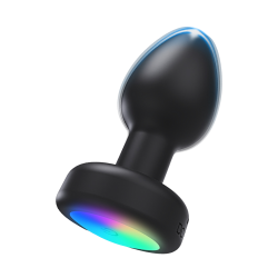 Luna App Controlled Silicone LED Lighting Vibrating Butt Plug - Black