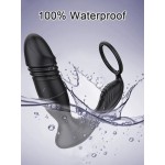 Indigo App Controlled Silicone Thrusting Prostate Vibrator with Cock Ring - Black by Sexopolis