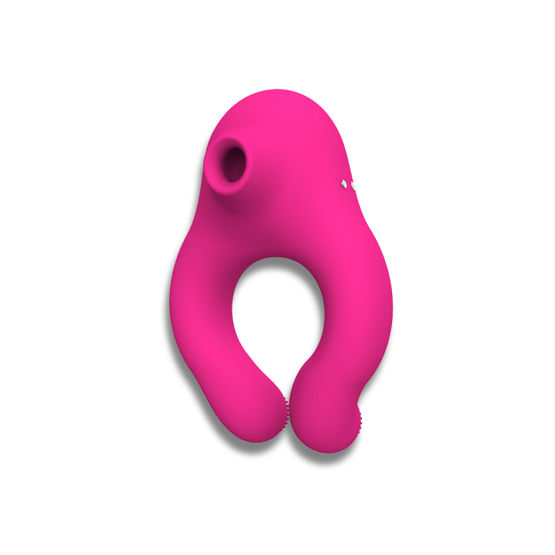 Luka Heating Vibrating Cock Ring with Clitoral Suction - Pink by Sexopolis