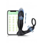 Indigo App Controlled Silicone Thrusting Prostate Vibrator with Cock Ring - Black by Sexopolis