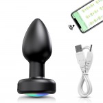 Ασύρματη Δονούμενη Σφήνα με Application & LED Φωτισμό Luna App Controlled Silicone LED Lighting Vibrating Butt Plug - Μαύρη by Sexopolis