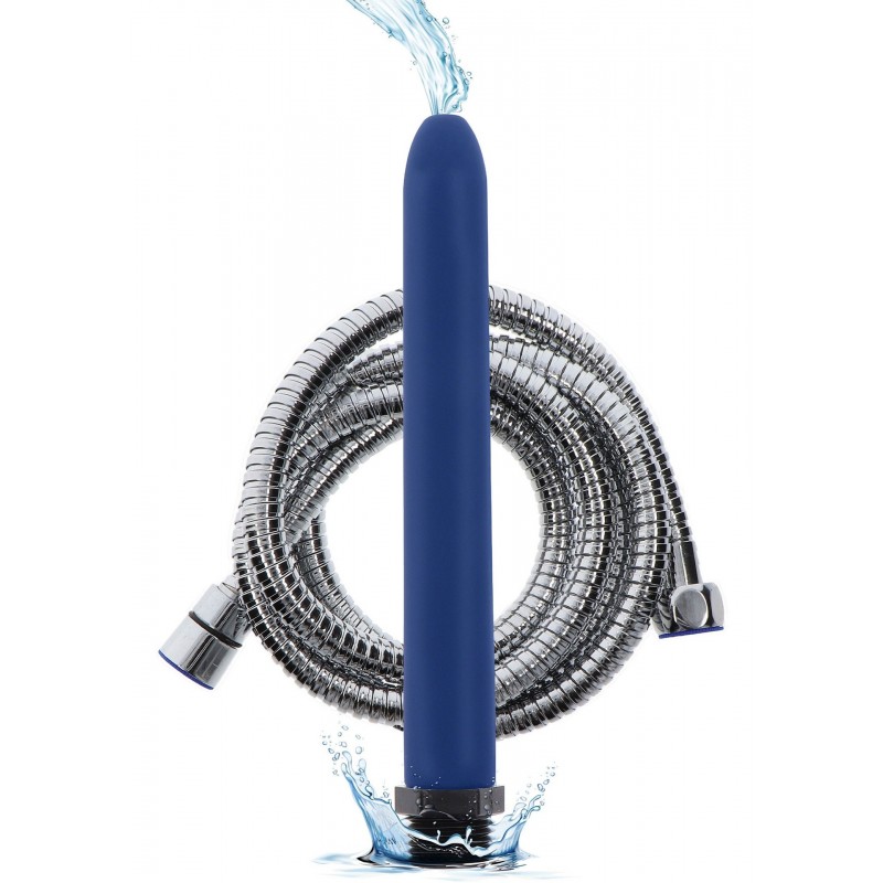 Ακροφύσιο με Μεταλλικό Σπιράλ Κλύσμα The Cleaner Shower Anal Douche Set Hose with Spiral 15 cm - Μπλε by Sexopolis