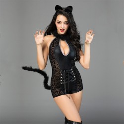 Στολή Cat Woman με Ουρά & Αυτιά Cat Woman Sexy Costume with Tail & Ears - Μαύρη by Sexopolis